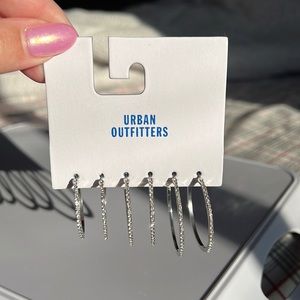 Urban Outfitters Hoop Set of 3 Silver Earrings